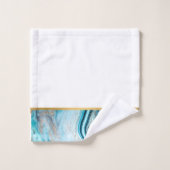 BLAUWE MARBLE OCEAN SWIRL BATHROOM TOWEL SET BAD HANDDOEK (Wasdoekje)