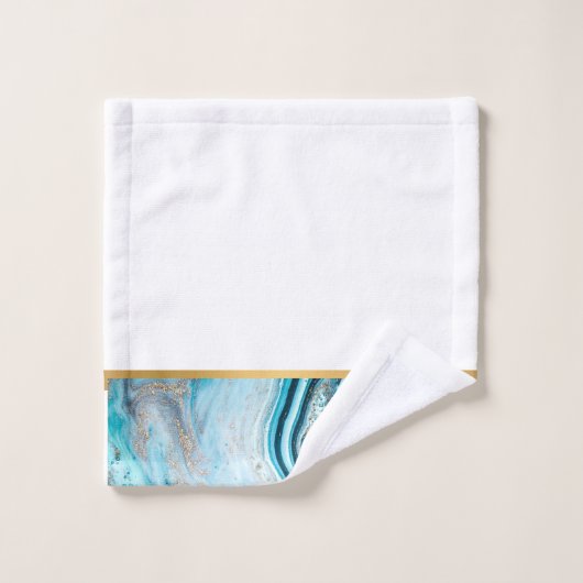 BLAUWE MARBLE OCEAN SWIRL BATHROOM TOWEL SET BAD HANDDOEK (Wasdoekje)