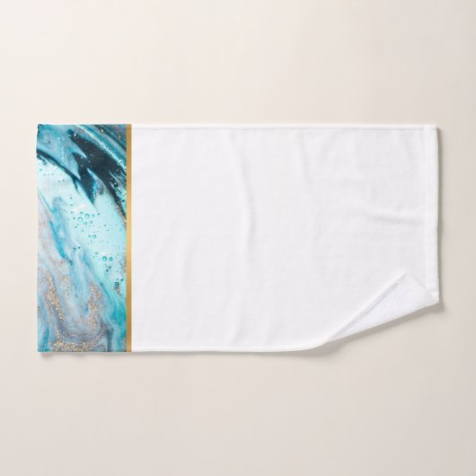 BLAUWE MARBLE OCEAN SWIRL BATHROOM TOWEL SET BAD HANDDOEK (Handdoek)