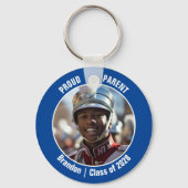 Blauwe Marching Band Foto Trotse ouder Sleutelhanger (Voorkant)