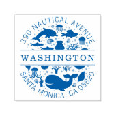 Blauwe Mariene Dieren Familienaam Retouradres Zelfinktende Stempel (Design)