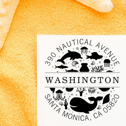 Blauwe Mariene Dieren Familienaam Retouradres Zelfinktende Stempel