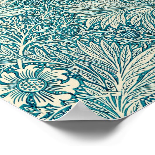 Blauwe marigold afbeelding door William Morris Poster (Hoek)