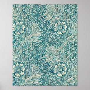 Blauwe marigold afbeelding door William Morris Poster