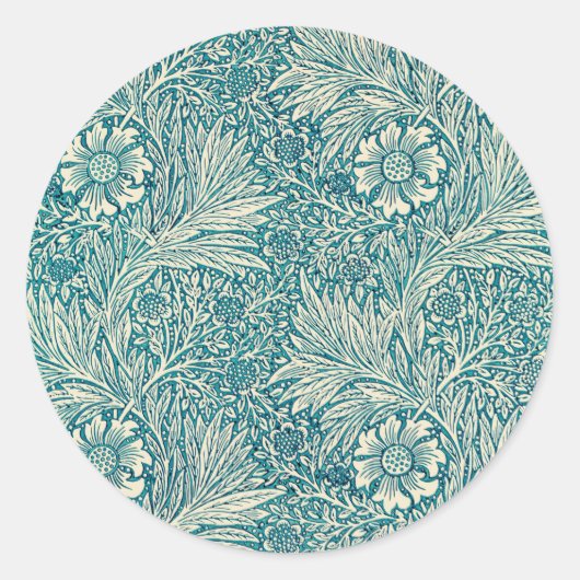 Blauwe marigold afbeelding door William Morris Ronde Sticker (Voorkant)