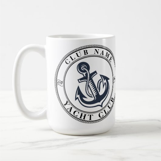 Blauwe marina van de sportboot met een Nautical An Koffiemok (Links)