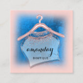 Blauwe marine Boutique Mode Winkelen Roos Hanger Vierkante Visitekaartje (Voorkant)