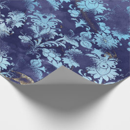 Blauwe Marine Celestial Bloemen Bruids Grungy Shab Cadeaupapier