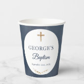 Blauwe Marine Doop Religieus evenement Papieren be Papieren Bekers (Voorkant)