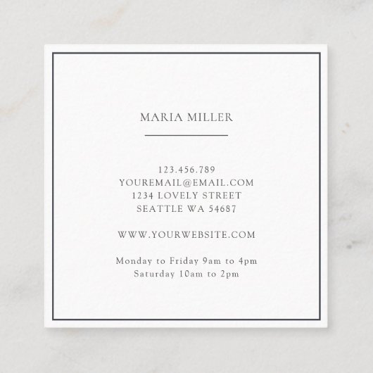 Blauwe marine en witte kerstvakantie winterFloral Vierkante Visitekaartje (Achterkant)