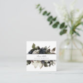 Blauwe marine en witte kerstvakantie winterFloral Vierkante Visitekaartje (Staand voorkant)