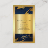 Blauwe marine Golden Lijst Marmer Abstract Vertica Visitekaartje (Achterkant)