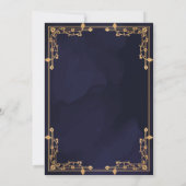 Blauwe Marine Gouden Grens Moslim Bruiloft Kaart (Achterkant)