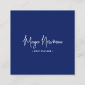 BLAUWE MARINE HANDTEKENING Moderne CHIC Minimale Q Vierkante Visitekaartje (Voorkant)