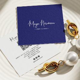 BLAUWE MARINE HANDTEKENING Moderne CHIC Minimale Q Vierkante Visitekaartje