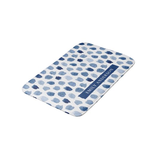 " blauwe marine indigo waterverf cirkels " modern  badmat (Gekanteld)