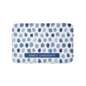 " blauwe marine indigo waterverf cirkels " modern  badmat (Voorkant)