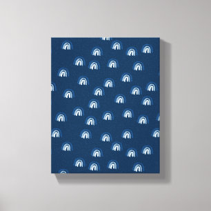 Blauwe marine monochromatische patroon regenboog r canvas afdruk