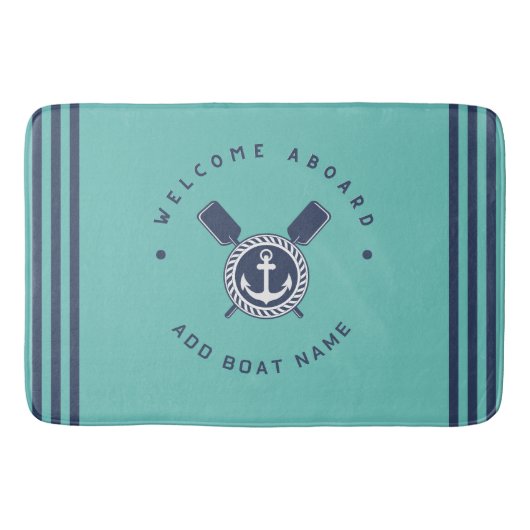 Blauwe Marine Nautical Anker jacht club boot team  Badmat (Voorkant)