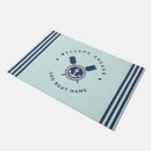 Blauwe Marine Nautical Anker jacht club boot team  Deurmat (Schuin)