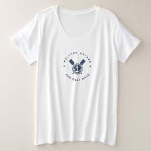 Blauwe Marine Nautical Anker jacht club boot team Grote Maat T-shirt