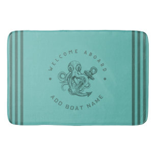 Blauwe Marine Nautical Anker Yacht Club retro octo Badmat