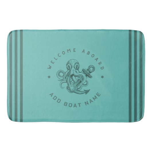 Blauwe Marine Nautical Anker Yacht Club retro octo Badmat (Voorkant)