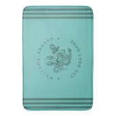 Blauwe Marine Nautical Anker Yacht Club retro octo Badmat (Voorkant Verticaal)