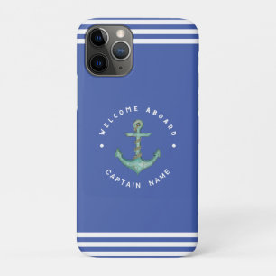 Blauwe Marine Nautical Anker Yacht Club Retro zeil Case-Mate iPhone Case