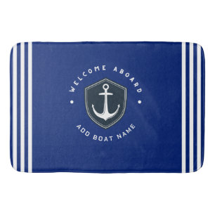 Blauwe Marine Nautical Anker Yacht club zeilnaam Badmat