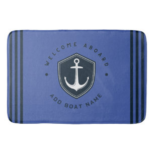 Blauwe Marine Nautical Anker Yacht club zeilnaam Badmat