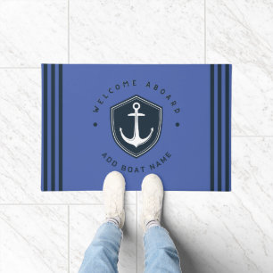 Blauwe Marine Nautical Anker Yacht club zeilnaam Deurmat
