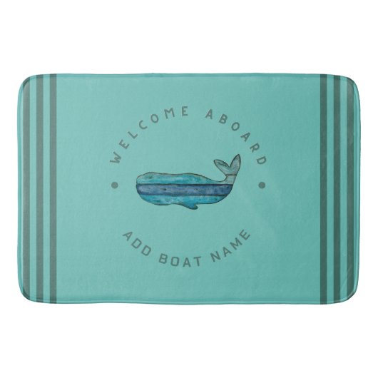 Blauwe Marine Nautical Anker Yacht Club zeilwalvis Badmat (Voorkant)