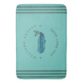 Blauwe Marine Nautical Anker Yacht Club zeilwalvis Badmat (Voorkant Verticaal)