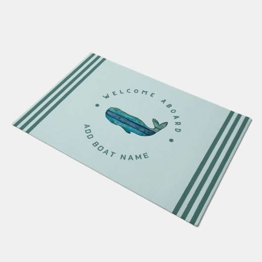 Blauwe Marine Nautical Anker Yacht Club zeilwalvis Deurmat (Schuin)