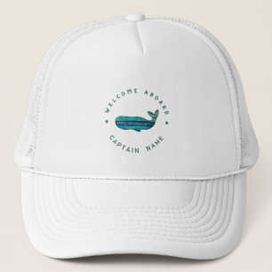 Blauwe Marine Nautical Anker Yacht Club zeilwalvis Trucker Pet