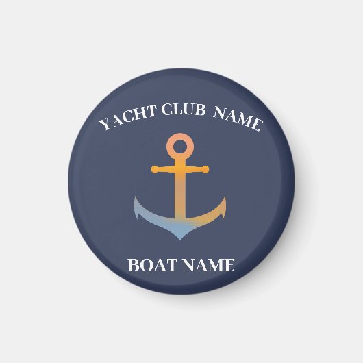 Blauwe marine Nautisch Anker jachtclub boot jachth Magneet (Voorkant)
