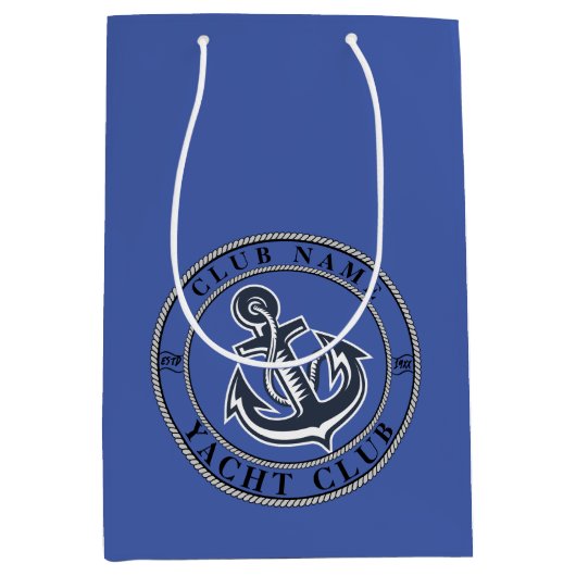 Blauwe marine Nautisch Anker jachtclub boot jachth Medium Cadeauzakje (Voorkant)