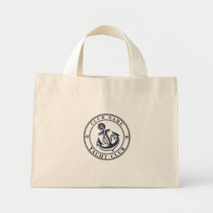 Blauwe marine Nautisch Anker jachtclub boot jachth Mini Tote Bag
