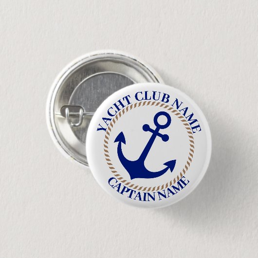 Blauwe marine Nautisch Anker jachtclub boot jachth Ronde Button 3,2 Cm (Voorkant /achterkant)