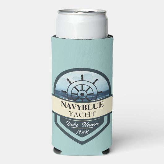 Blauwe Marine Nautisch Anker jachtclub boot jachth Seltzer Blikjeskoeler (Seltzer Voorkant)