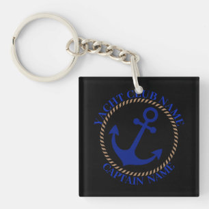 Blauwe marine Nautisch Anker jachtclub boot jachth Sleutelhanger