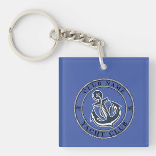 Blauwe marine Nautisch Anker jachtclub boot jachth Sleutelhanger