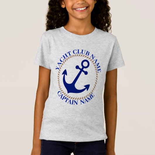 Blauwe marine Nautisch Anker jachtclub boot jachth T-shirt (Voorkant)