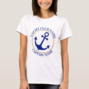 Blauwe marine Nautisch Anker jachtclub boot jachth T-shirt