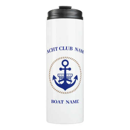Blauwe marine Nautisch Anker jachtclub boot jachth Thermosbeker (Voorkant)