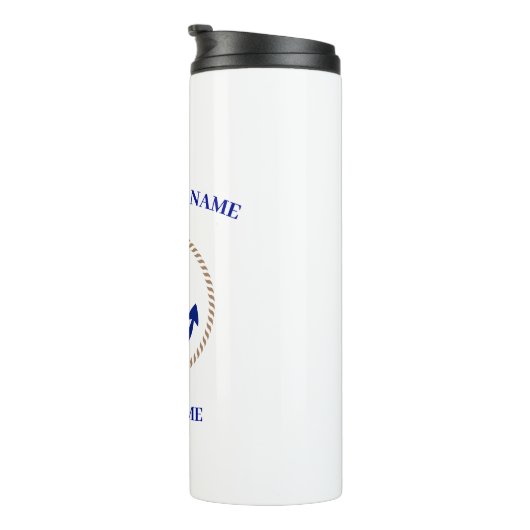 Blauwe marine Nautisch Anker jachtclub boot jachth Thermosbeker (Geroteerd rechts)