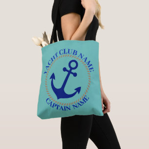Blauwe marine Nautisch Anker jachtclub boot jachth Tote Bag