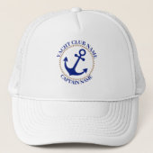 Blauwe marine Nautisch Anker jachtclub boot jachth Trucker Pet (Voorkant)