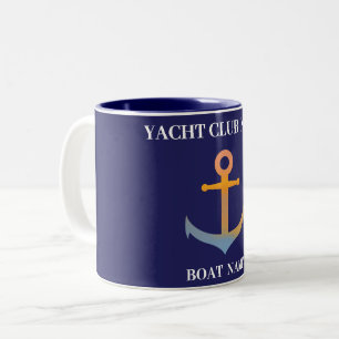Blauwe marine Nautisch Anker jachtclub boot jachth Tweekleurige Koffiemok